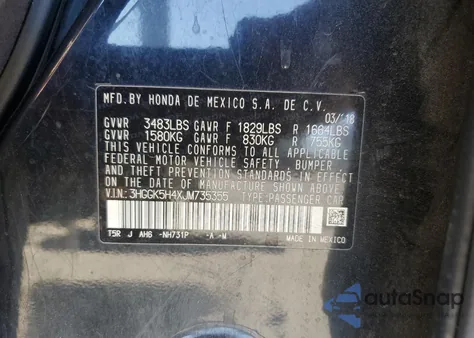 2018 Honda Fit Lx from USA, damaged, VIN 3HGGK5H4XJM735355